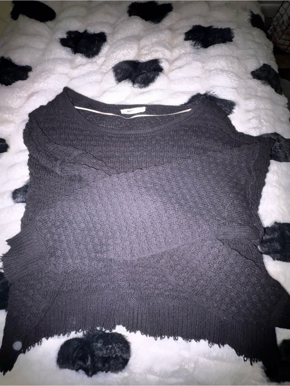 bohme Black Distressed Crewneck Sweater